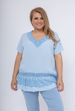 Picture of CURVY GIRL VISCOSE SUMMER TOP WITH LACE DETAIL